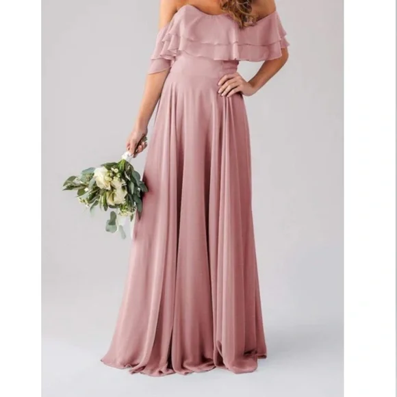 long sleeve emerald green bridesmaid dresses Rosalind Midi Dress in Mauve